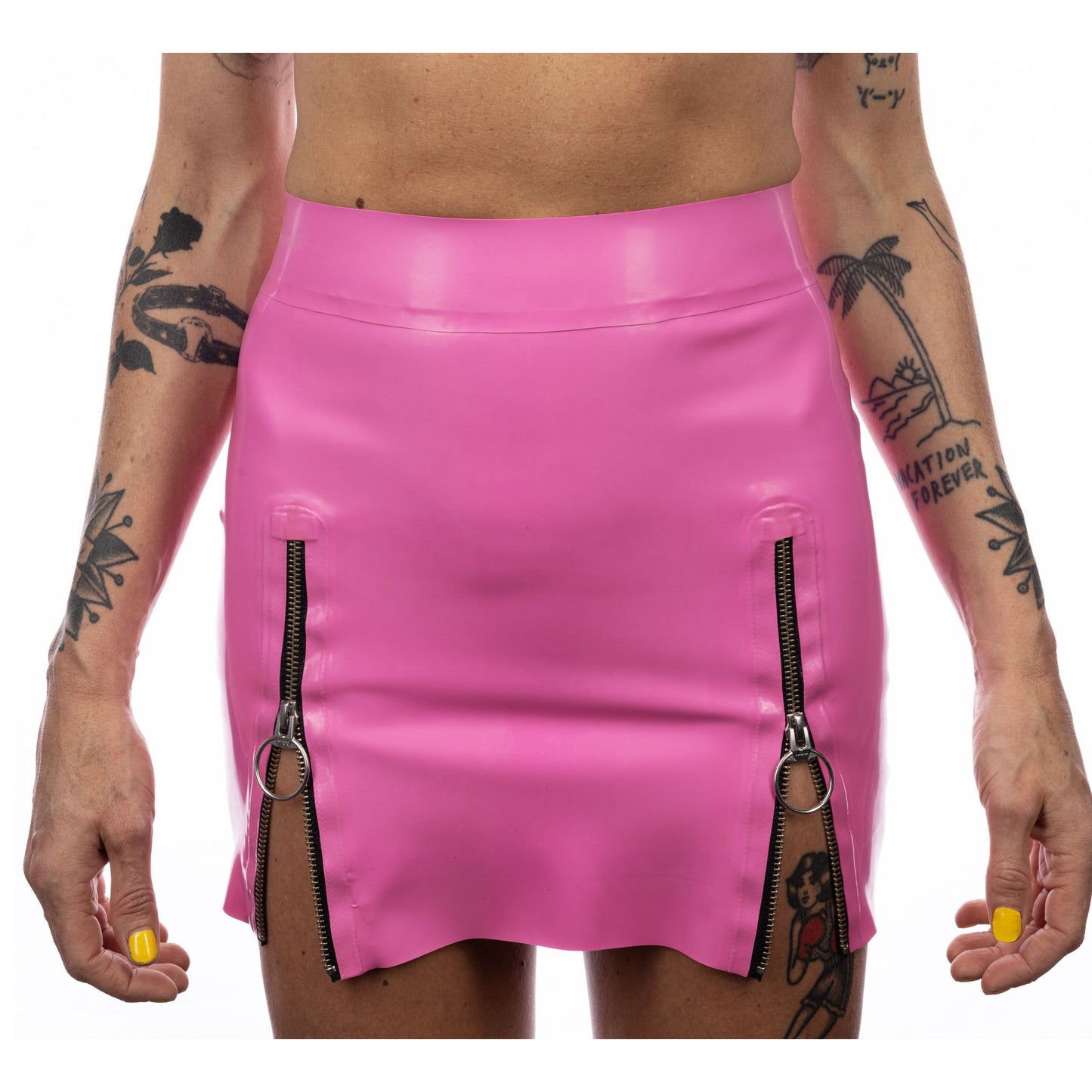 Double Zipper Skirt - Bubblegum Pink, Waist 26"