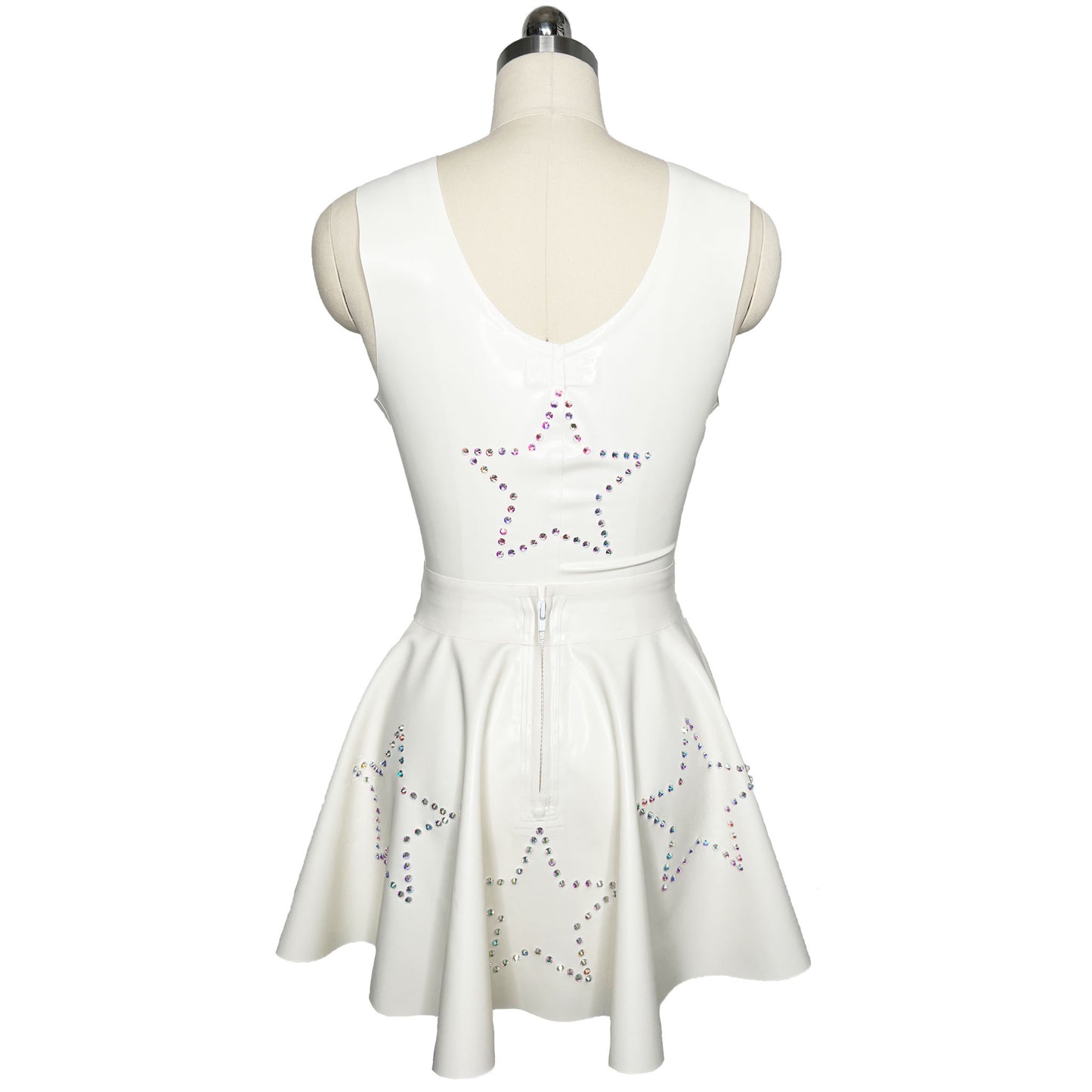 White Latex Rhinestone Star Vest