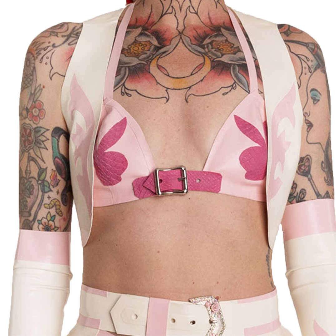 Snakeskin Playboy Bunny Latex Bra