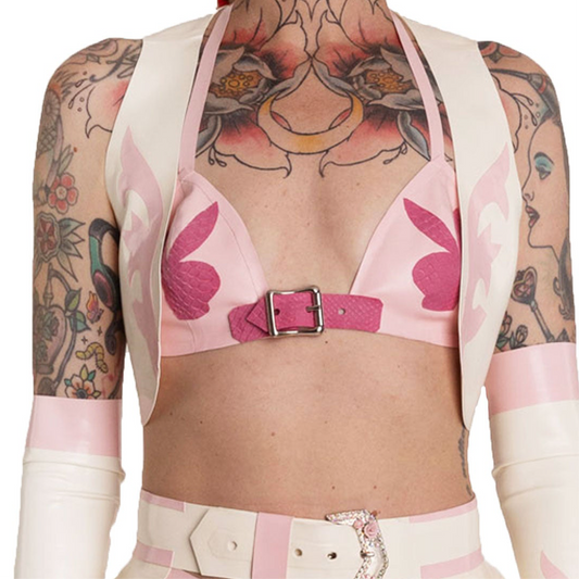 Snakeskin Playboy Bunny Latex Bra
