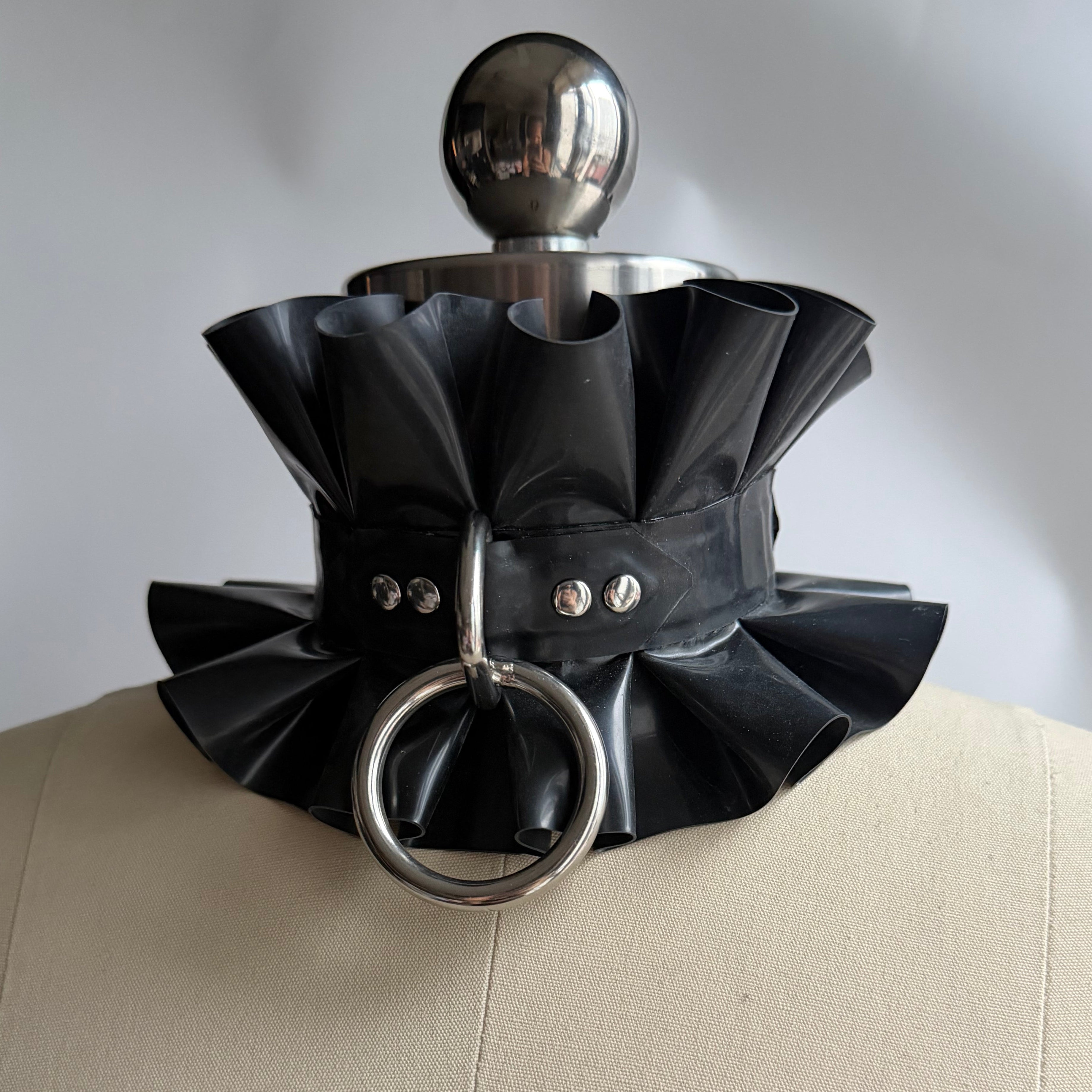 Latex Ruffle Collar with Ring - Ready to Ship