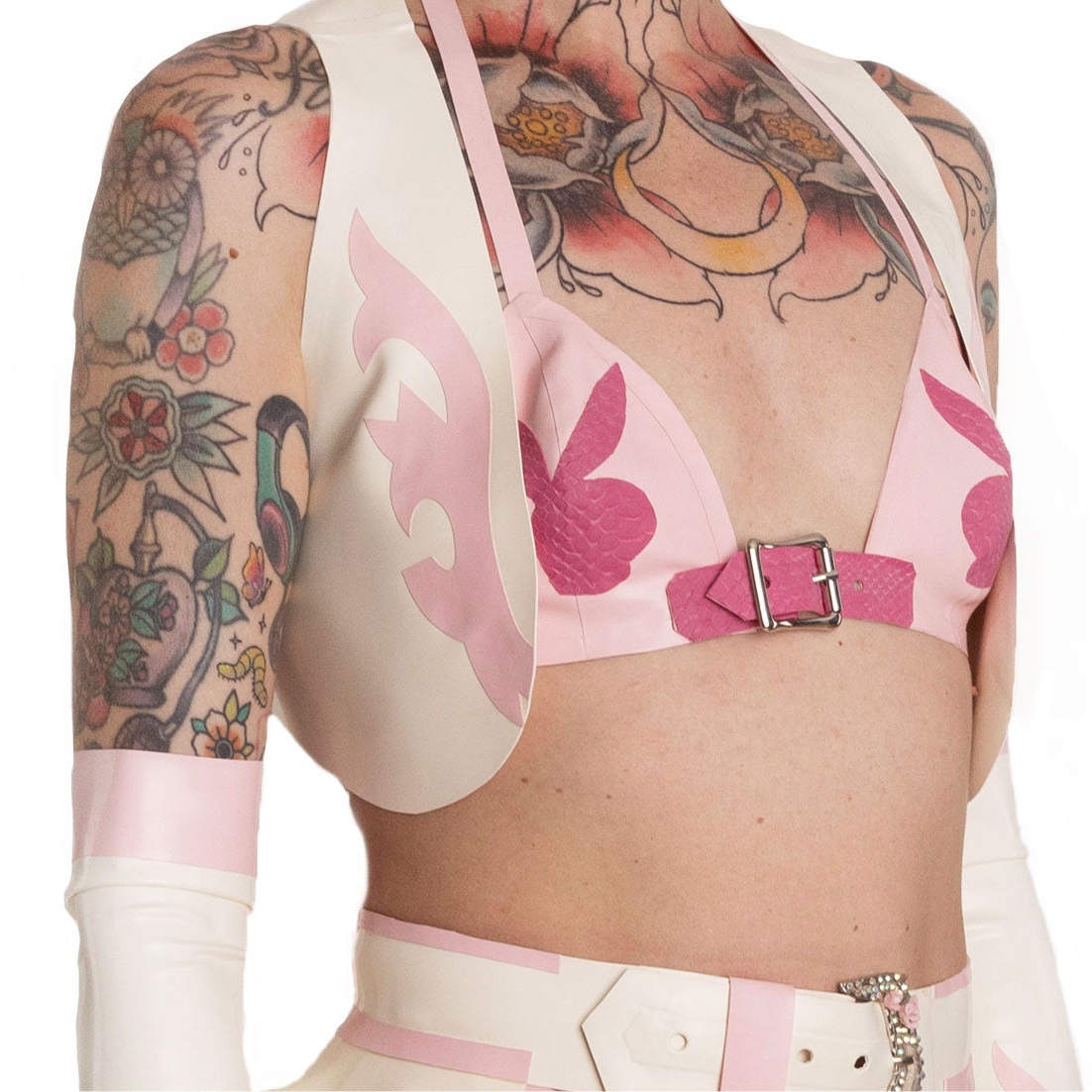 Snakeskin Playboy Bunny Latex Bra