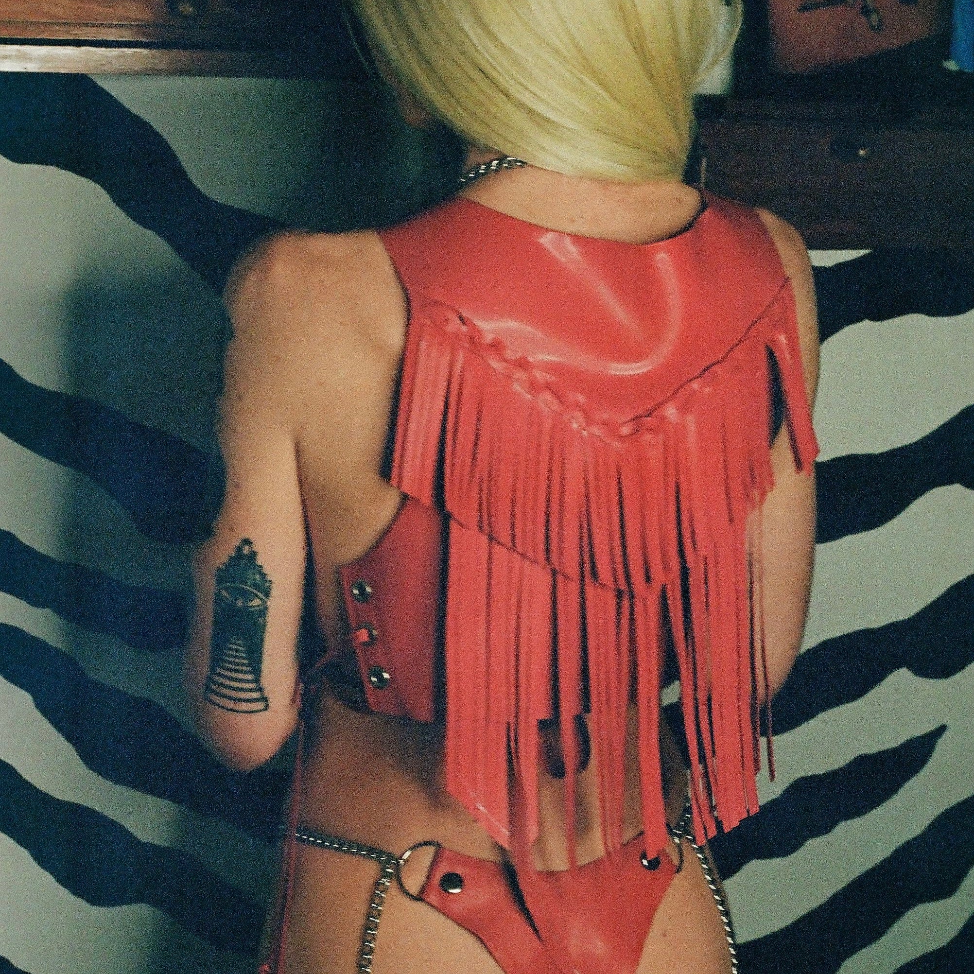 Latex Motorcycle Fringe Vest (Made to Order)