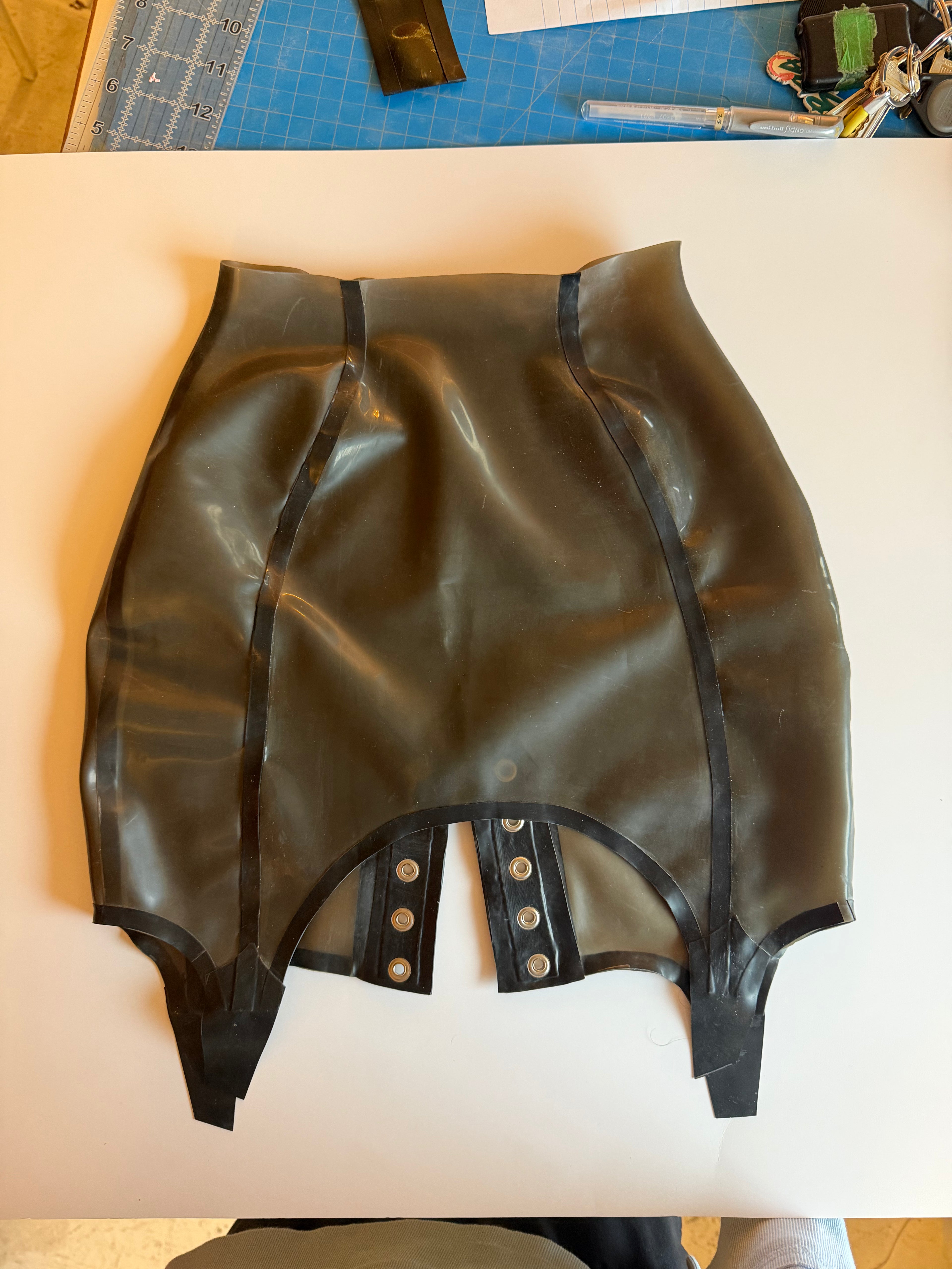 Transparent Smoke Latex Garter Skirt - Waist 25"/26"