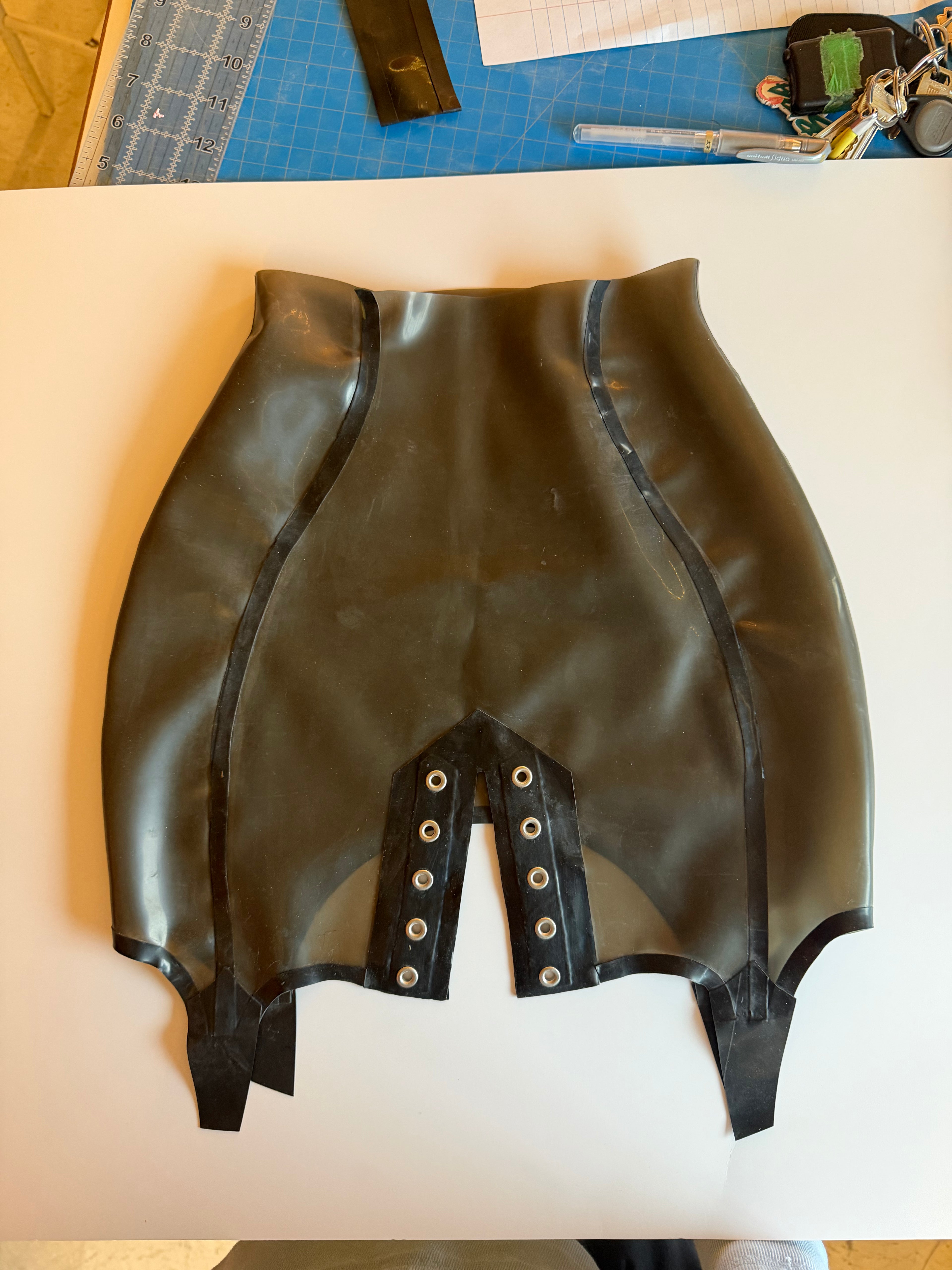 Transparent Smoke Latex Garter Skirt - Waist 25"/26"