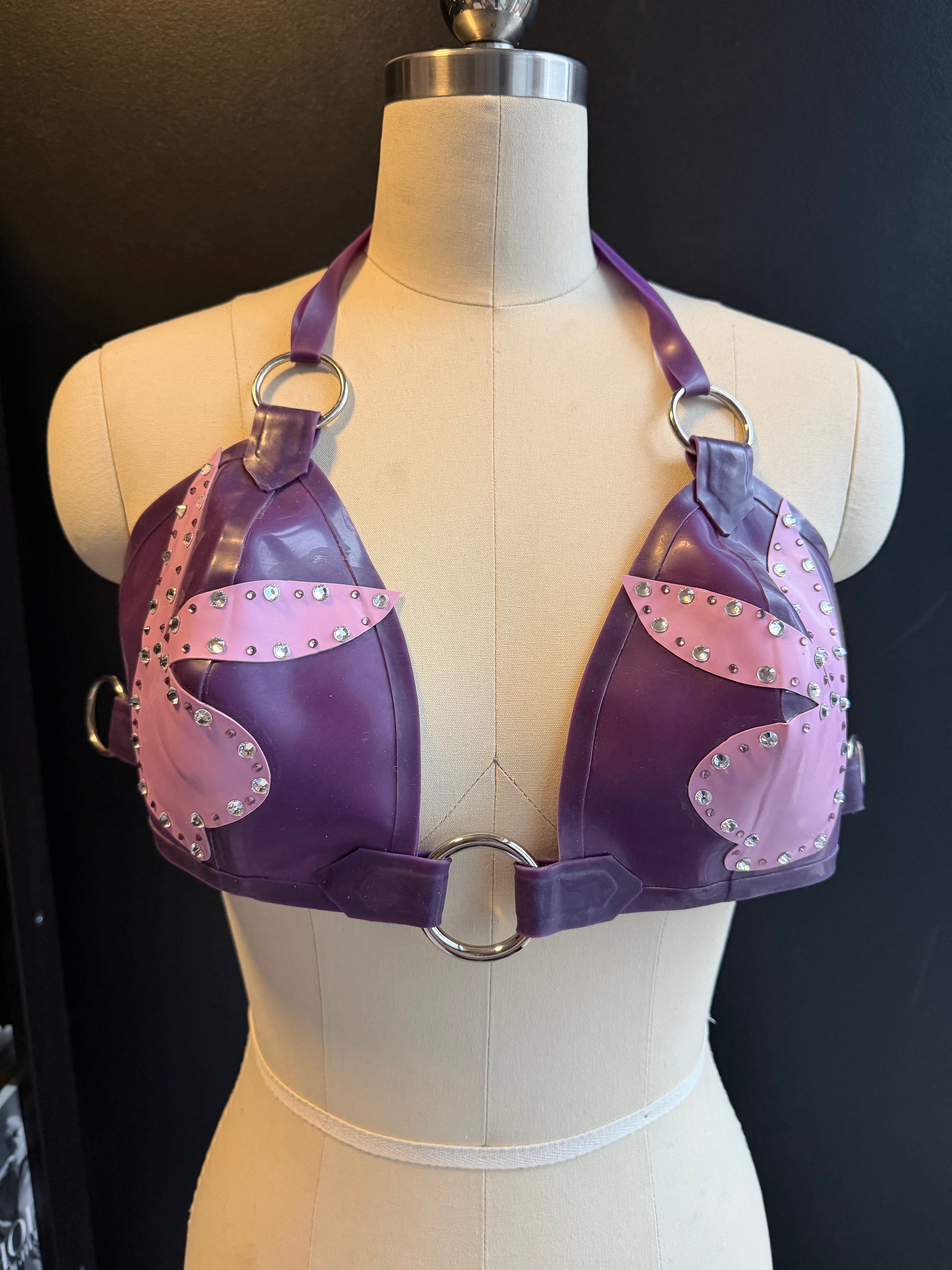 Transparent Lilac Playboy Bunny Latex Bunny Bra