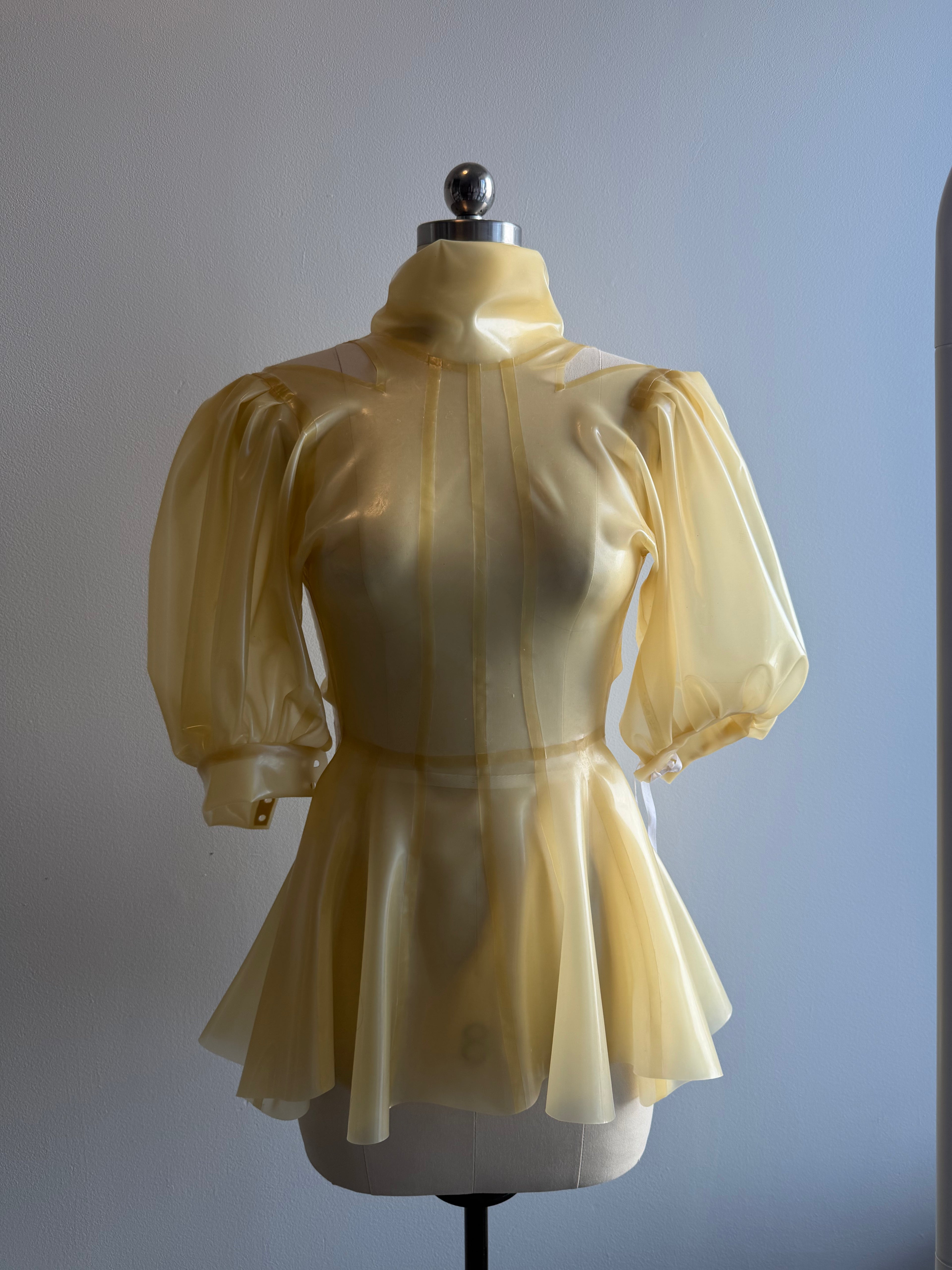 Sculptural Puff Sleeve Latex Dress (Made to Order)