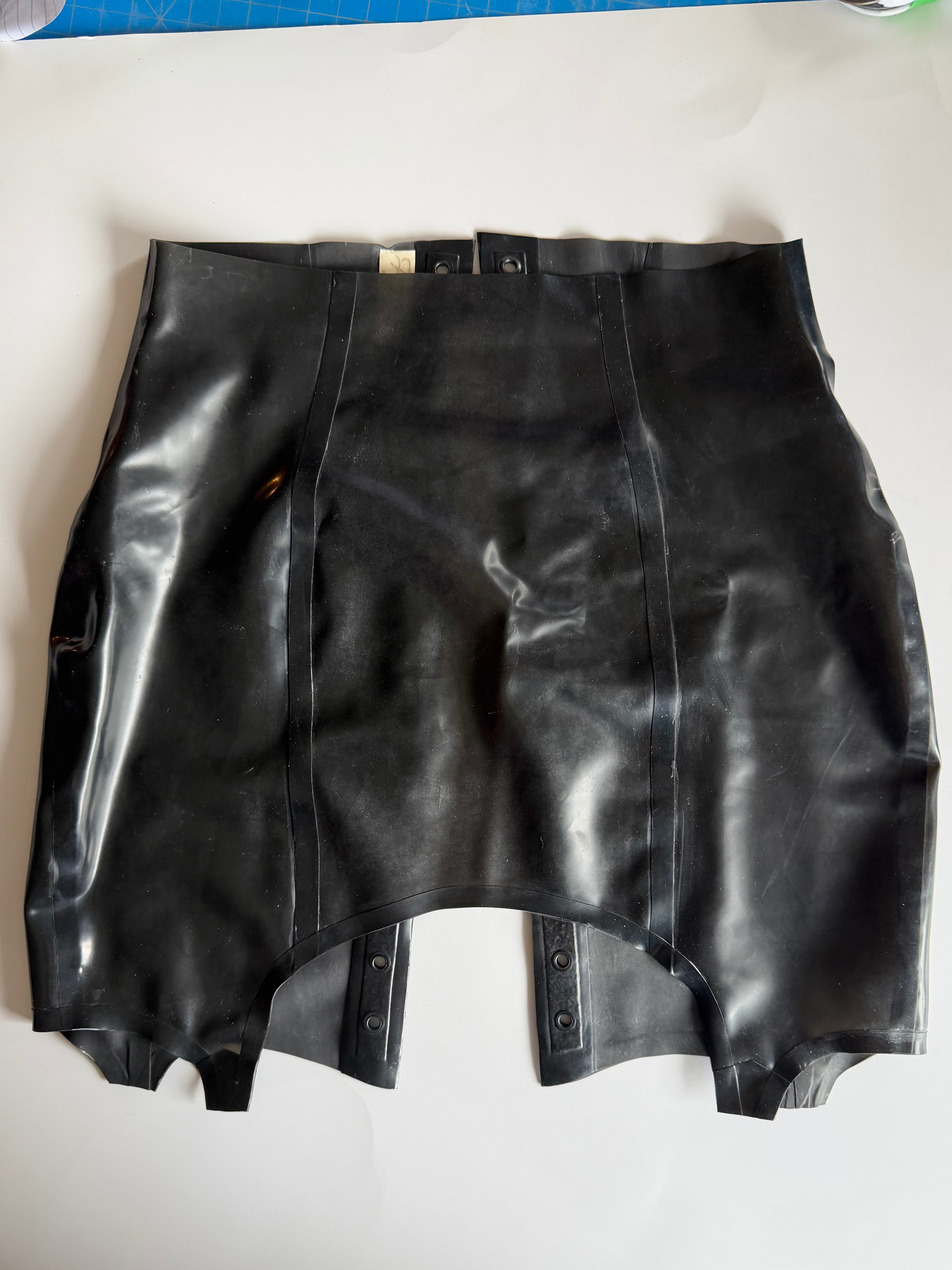 Transparent Black Latex Lace-Up Garter Skirt - Waist 26-28"