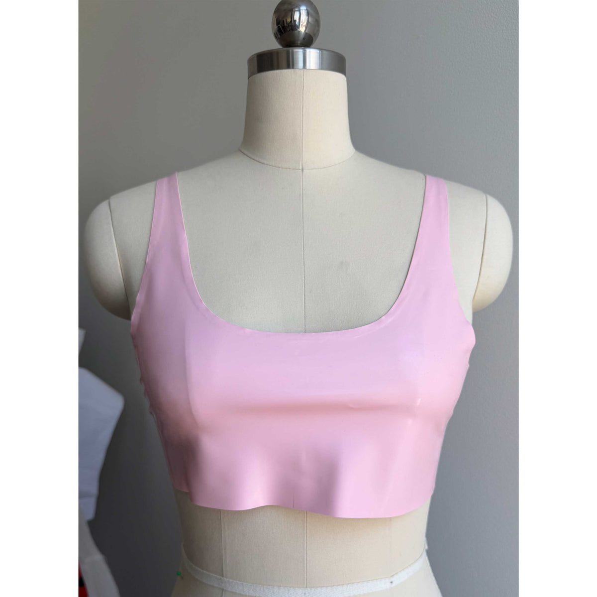 Baby Pink Latex Crop Top - Size Medium