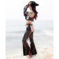 Latex Horseshoe & Heart Applique Vest, Crop Top, Thong, Fringe Gloves and Flared Chaps Set