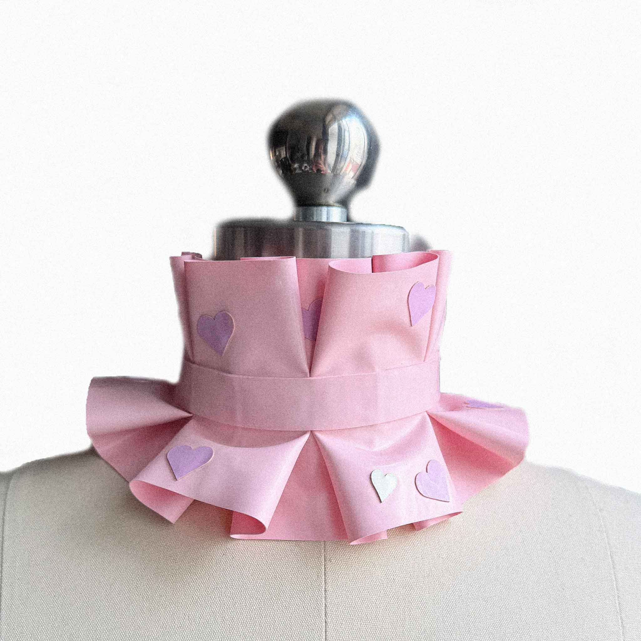 Baby Pink Latex Ruffle Collar with Hearts - Neck 12-13"