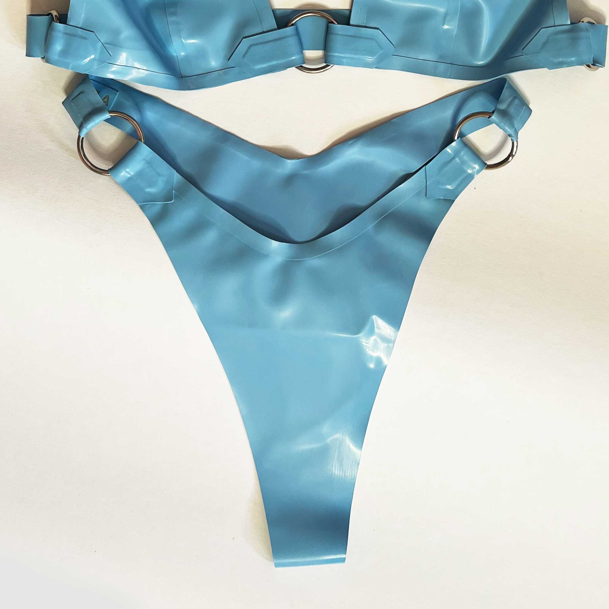 Baby Blue Latex O-Ring Thong - Waist 28"