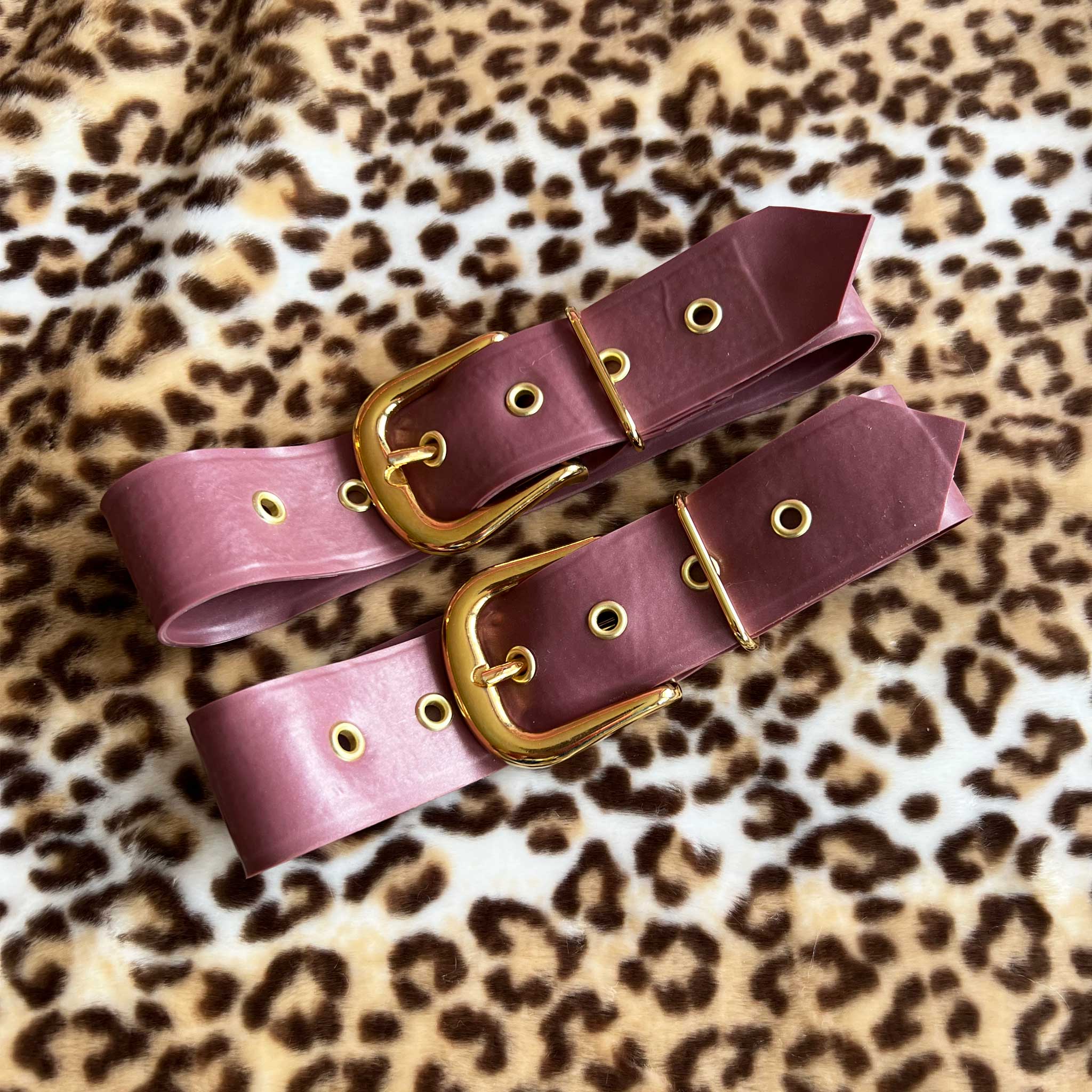 Metallic Rose Latex Thigh Cuffs - 19"