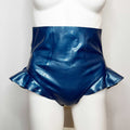 Metallic Blue Latex Wavy Ruffle Bottoms - Waist 28"