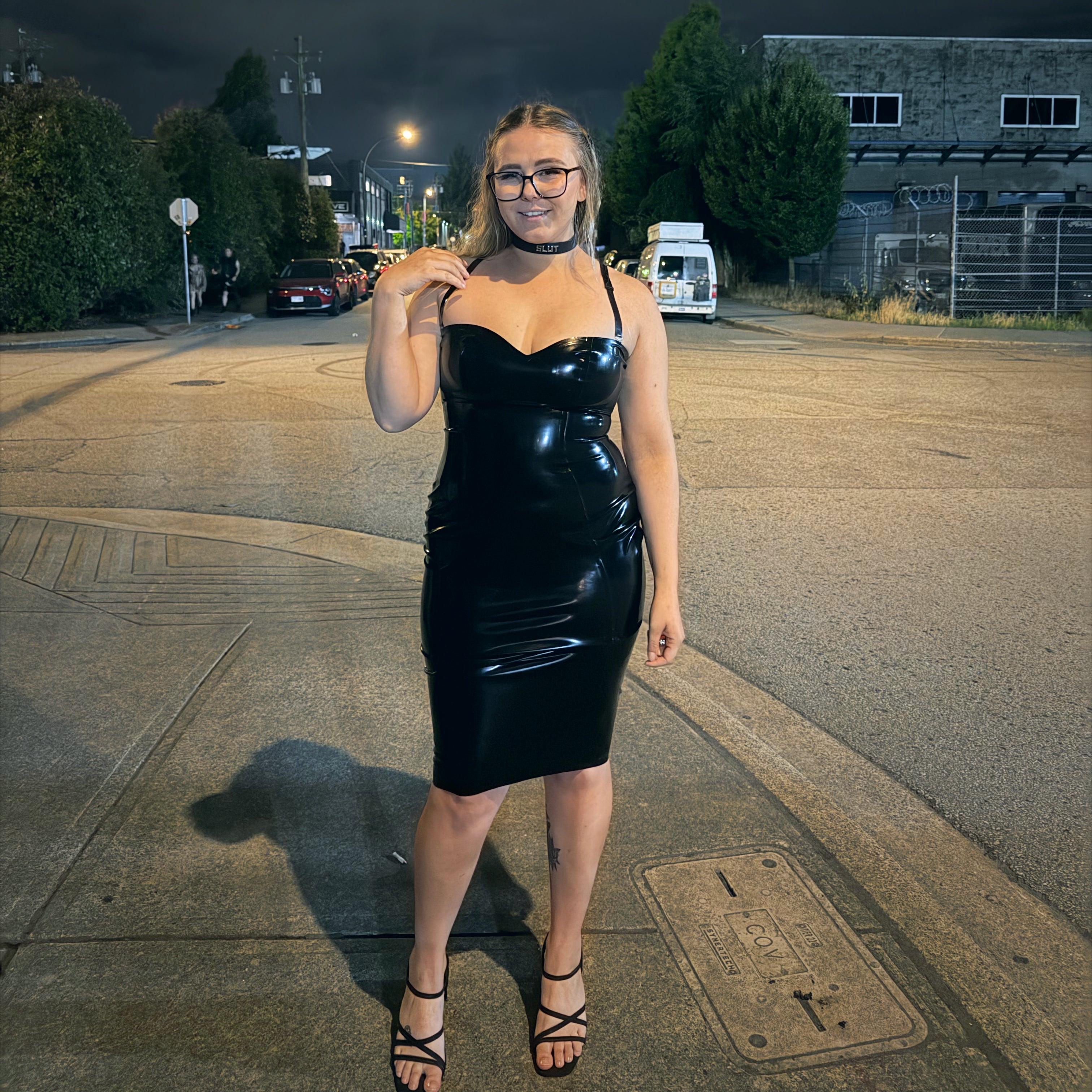 Vintage-inspired Retro Latex Lace-up Dress