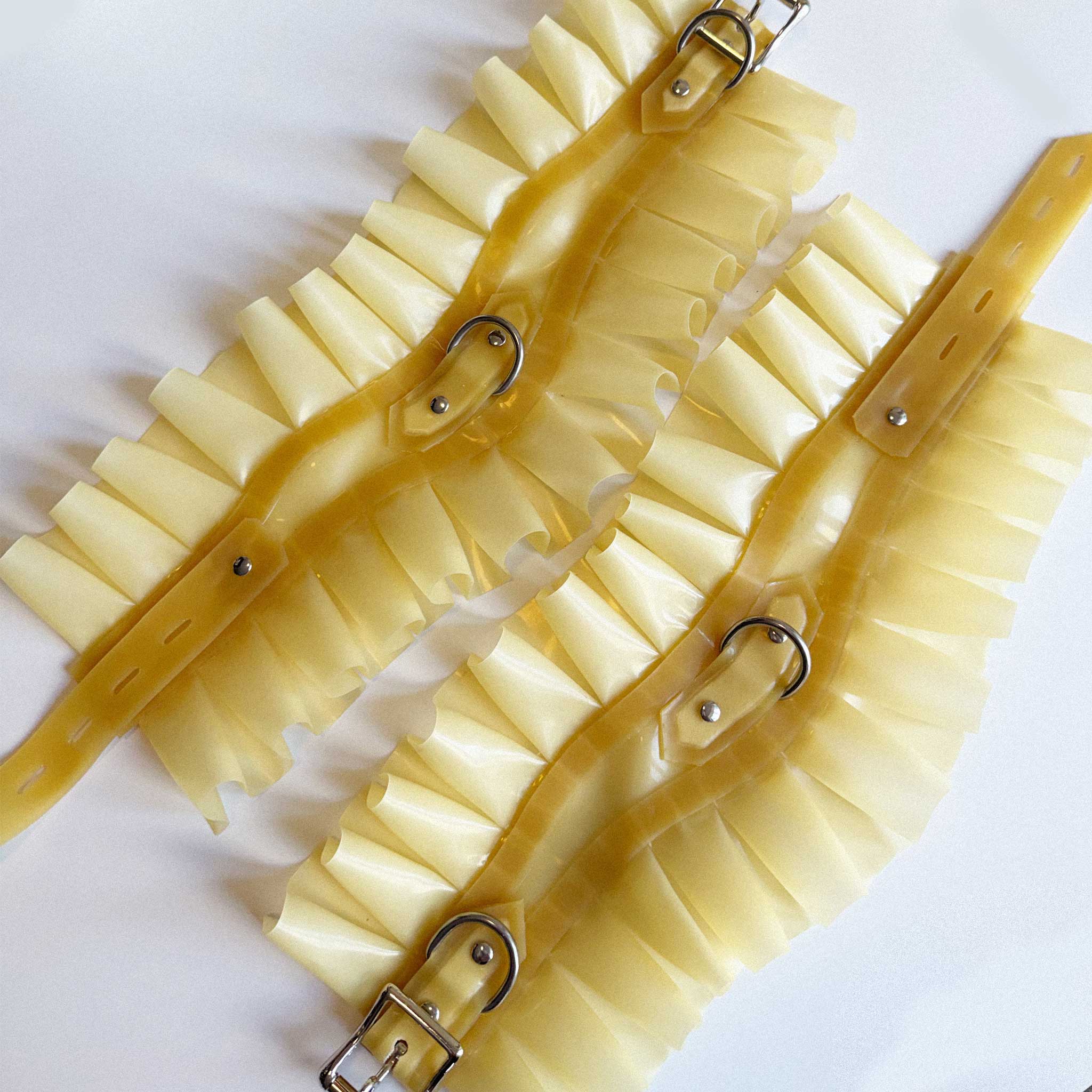Latex Curved Bondage Ruffle Bicep Cuffs