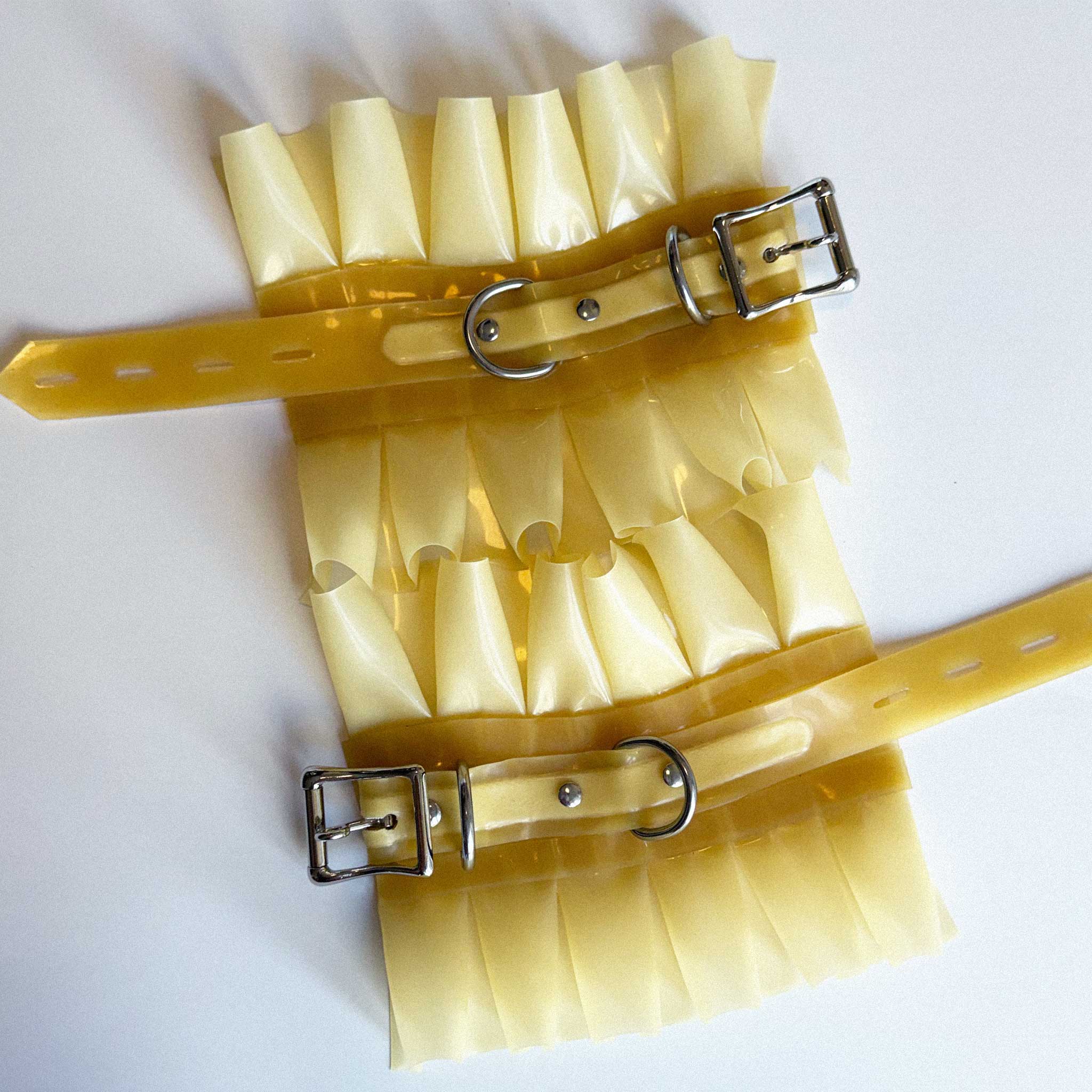 Latex Curved Bondage Ruffle Wrist or Ankle Cuffs