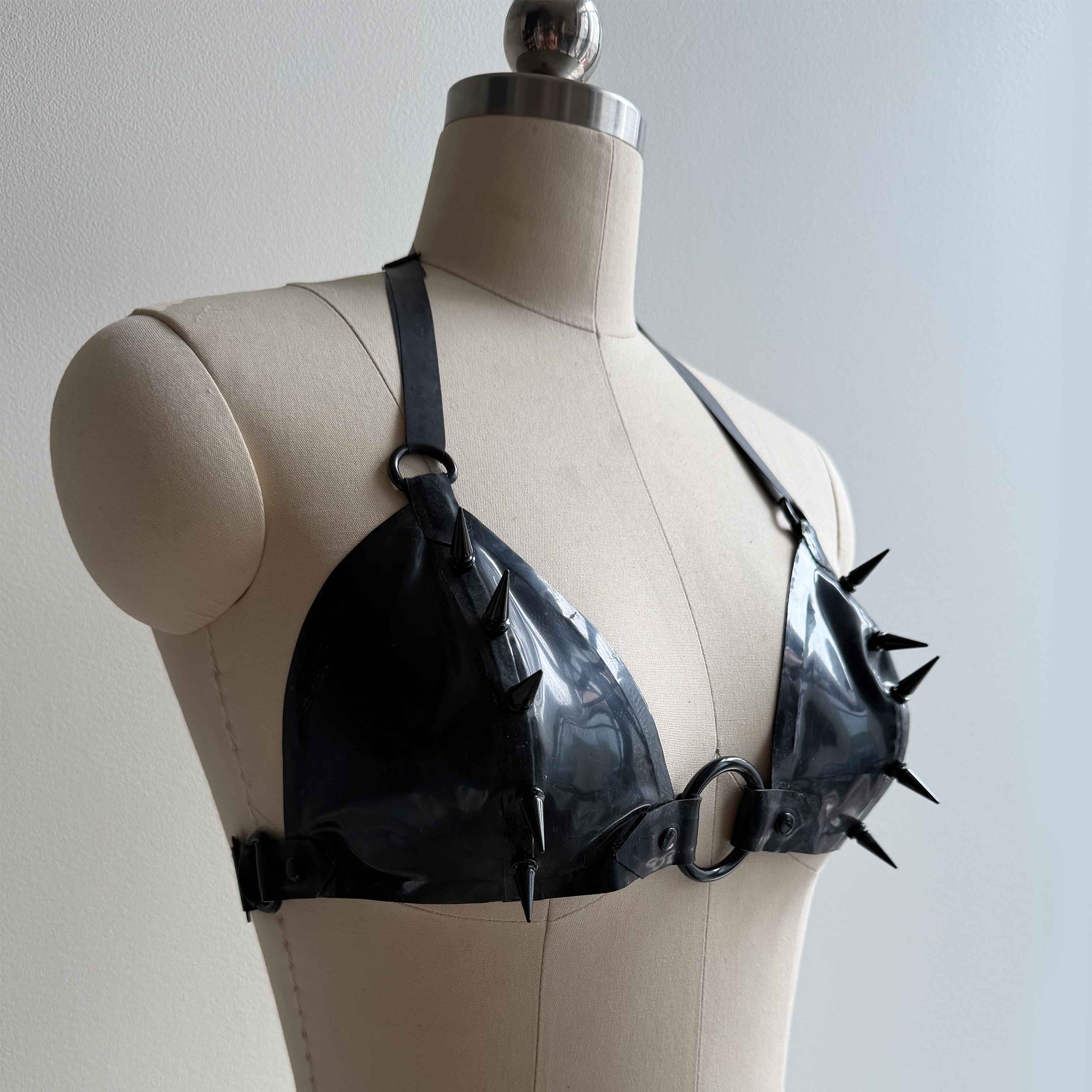 Black Spiked Latex Bra