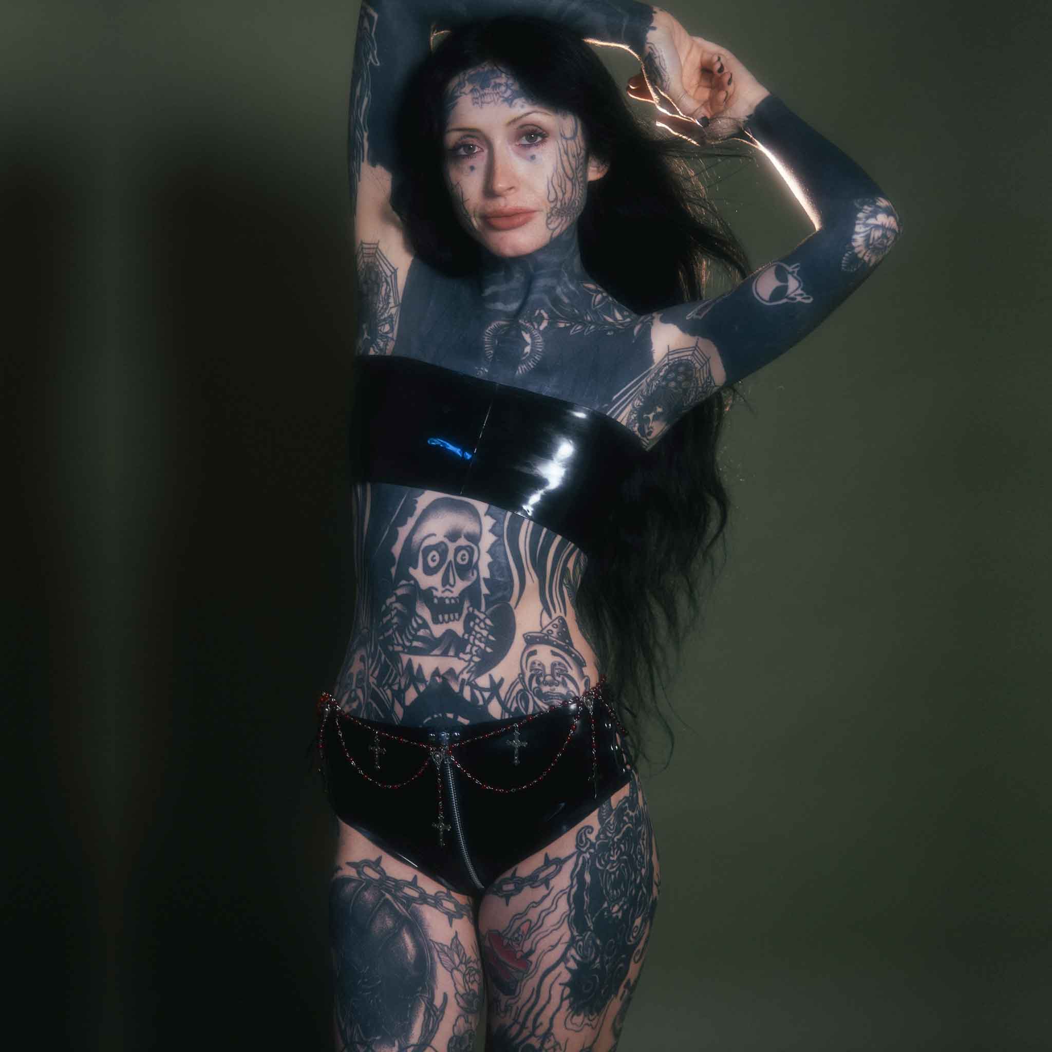 Low Rise Lace-Up Latex Hotpants
