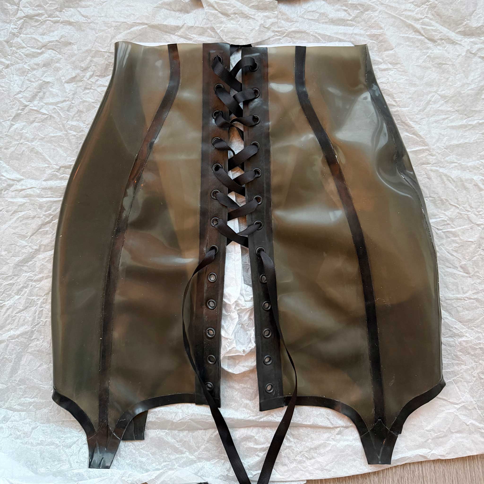 Transparent Latex Lace-Up Garter Skirt - Made to Order
