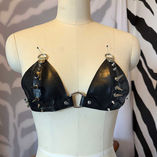 Hug Me Spiked Latex Bra - READY TO SHIP SIZE S/M