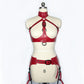 Red and Black Convertible Latex Chest Harness and Wide Latex Belt Set (Made to Order)
