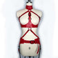 Red and Black Convertible Latex Chest Harness and Wide Latex Belt Set (Made to Order)