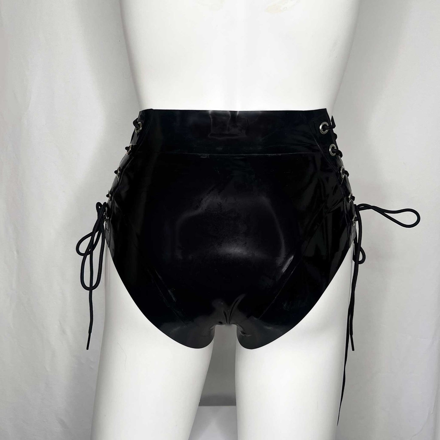 High Rise Side Lace-Up Latex Hotpants