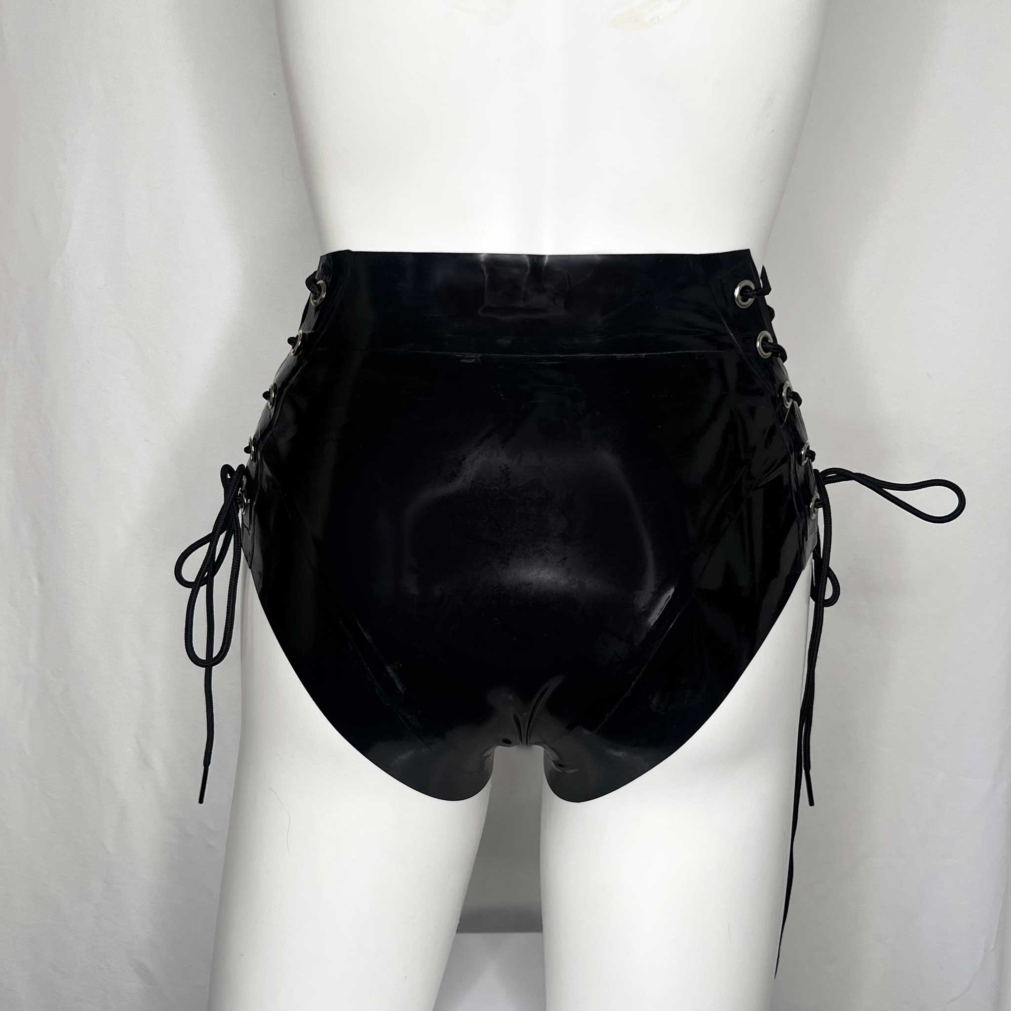 High Rise Side Lace-Up Latex Hotpants