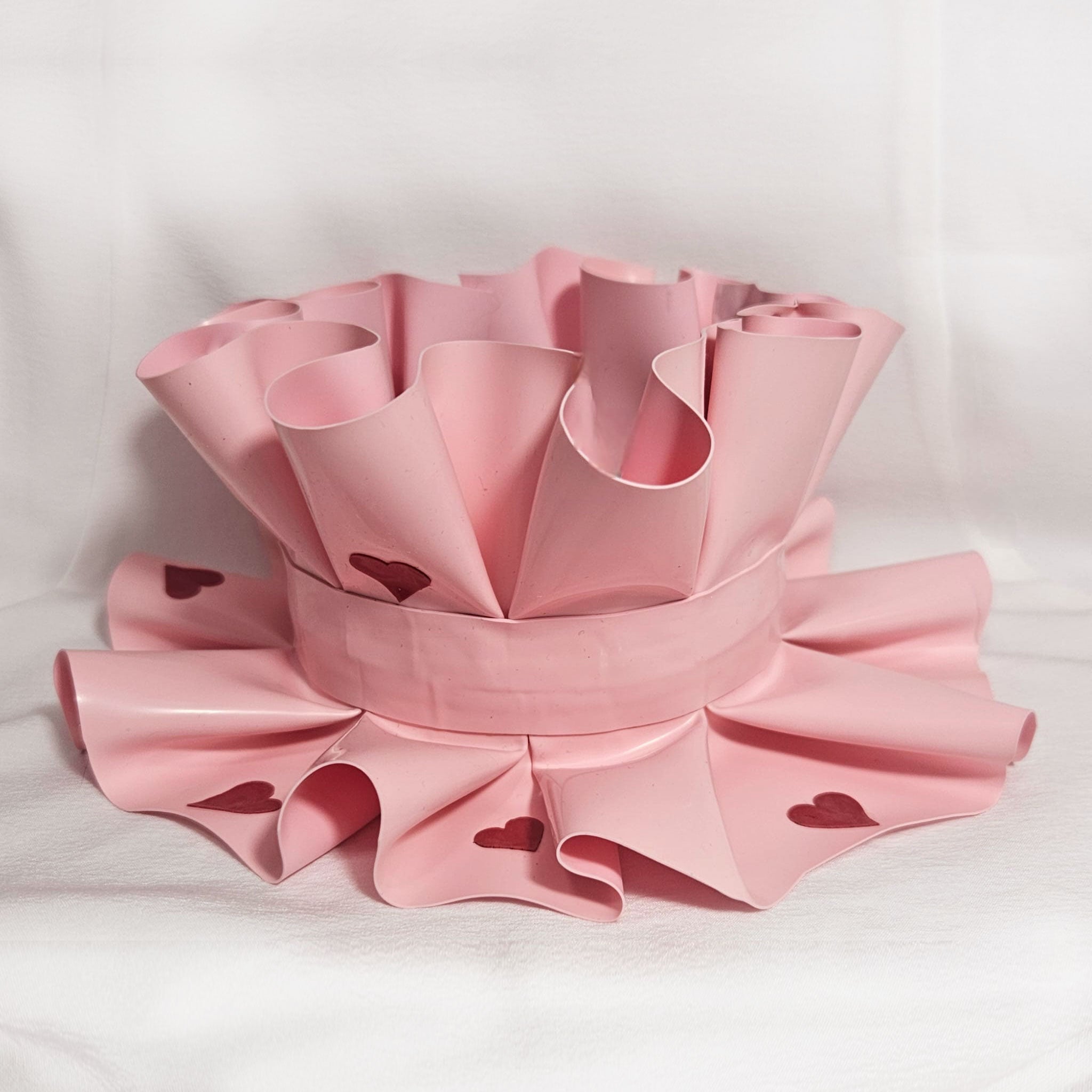 Baby Pink Latex Hearts Ruffle Collar - READY TO SHIP