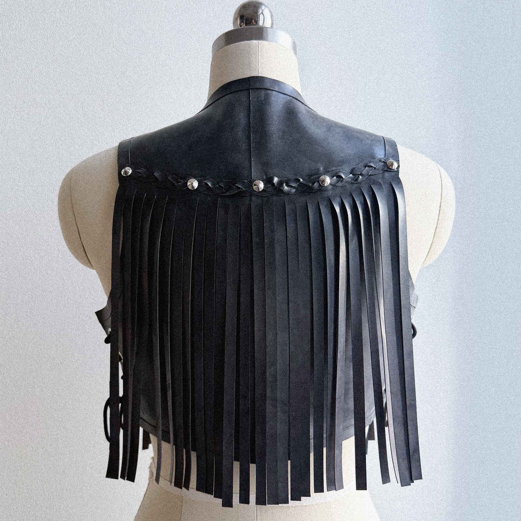 Latex Vest with Fringe and Buckles