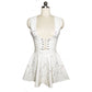 White Latex Rhinestone Star Vest and Circle Skirt Set