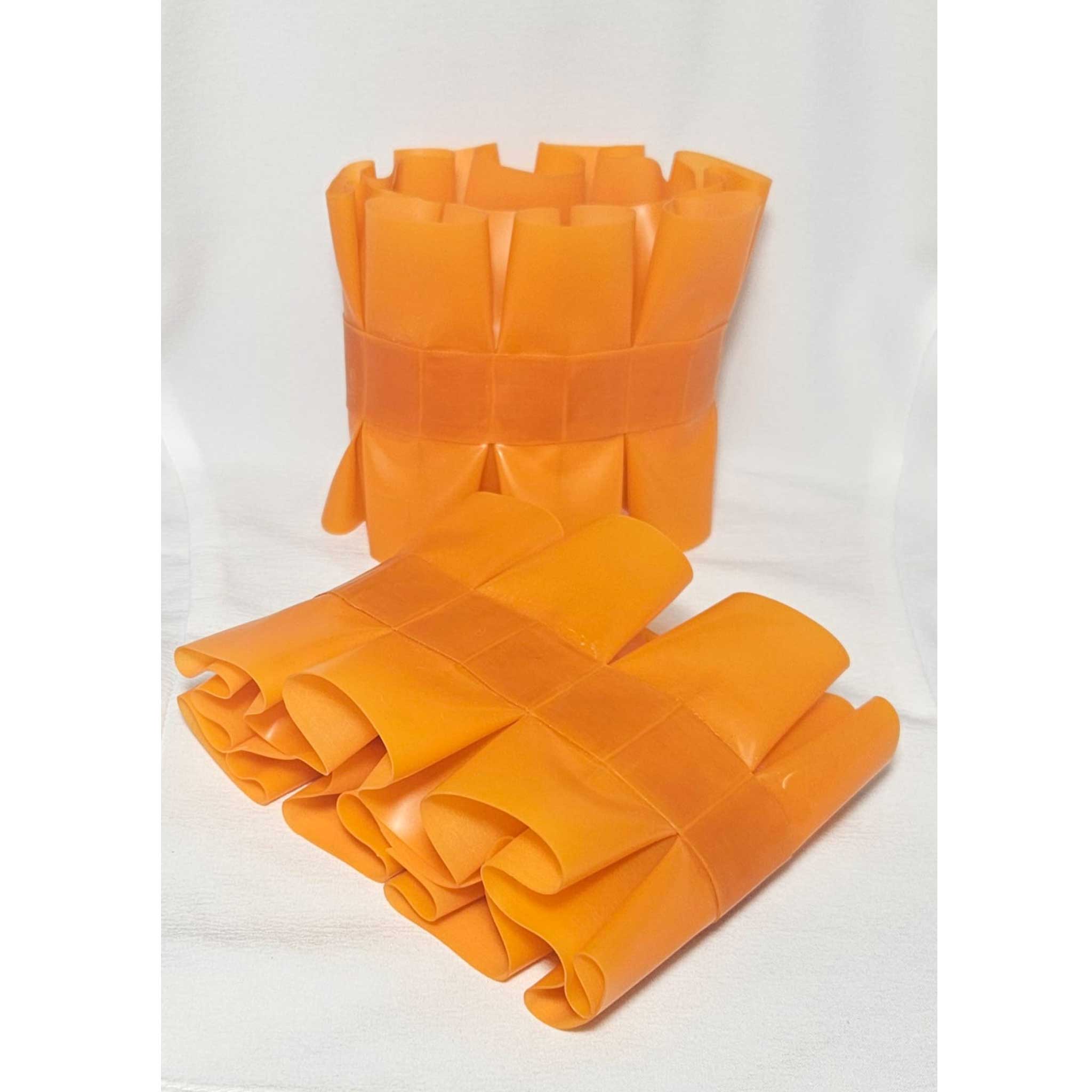 Transparent Orange Latex Ruffle Cuffs - READY TO SHIP LATEX