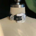 Western Belt Buckle Latex Collar - Neck 11-13"