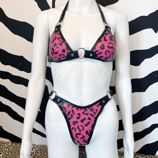 Leopard O Ring Bra and Thong Set