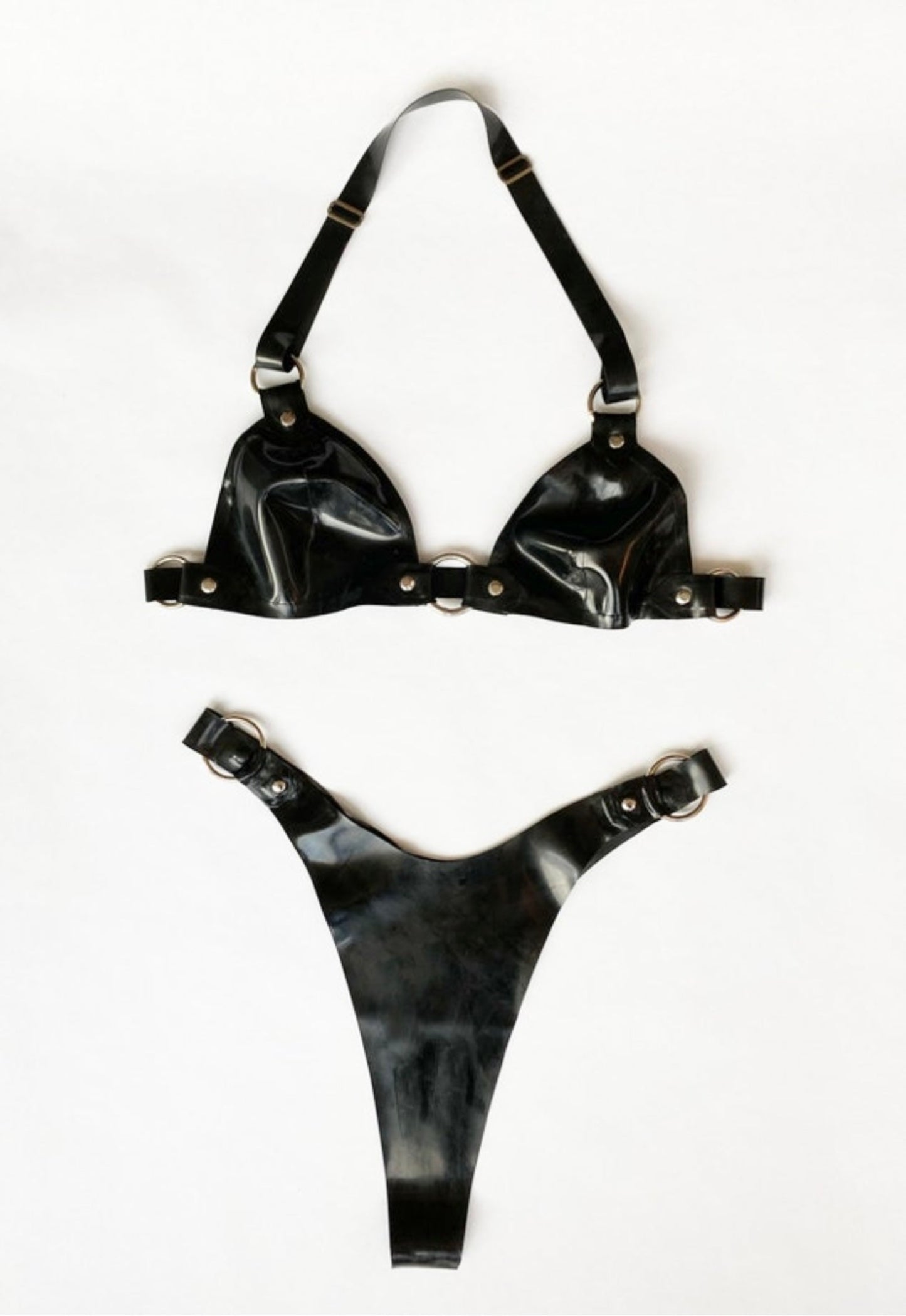 Latex O Ring Bra and Thong Set (Made to Order)